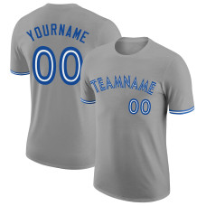 Custom Gray White-Royal Performance T-Shirt