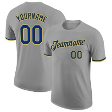 Custom Gray Royal-Gold Performance T-Shirt