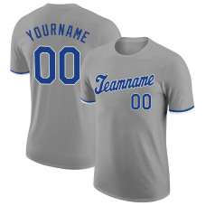 Custom Gray Royal-White Performance T-Shirt