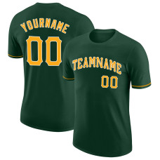 Custom Green Gold-White Performance T-Shirt