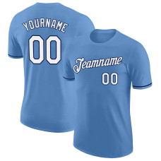Custom Light Blue White-Navy Performance T-Shirt
