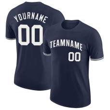 Custom Navy White Performance T-Shirt