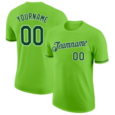 Custom Neon Green Green-White Performance T-Shirt