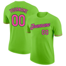 Custom Neon Green Pink-Navy Performance T-Shirt