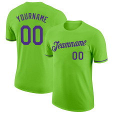 Custom Neon Green Purple Performance T-Shirt