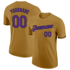 Custom Old Gold Purple-Black Performance T-Shirt