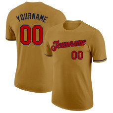 Custom Old Gold Red-Navy Performance T-Shirt