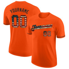 Custom Orange Vintage USA Flag-Black Performance T-Shirt