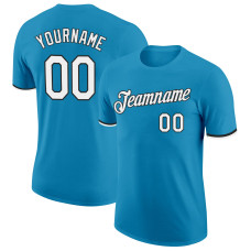 Custom Panther Blue White-Black Performance T-Shirt