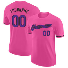 Custom Pink Purple-Black Performance T-Shirt