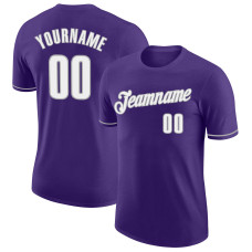 Custom Purple White-Gray Performance T-Shirt