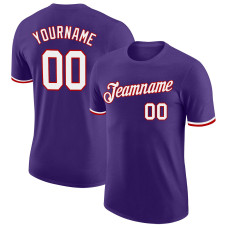 Custom Purple White-Red Performance T-Shirt