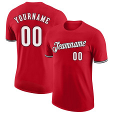 Custom Red White-Black Performance T-Shirt