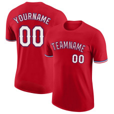 Custom Red White-Royal Performance T-Shirt