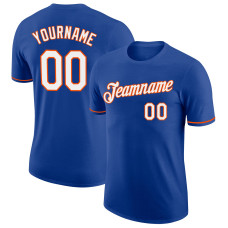Custom Royal White-Orange Performance T-Shirt