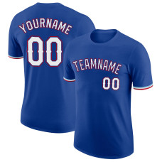 Custom Royal White-Red Performance T-Shirt