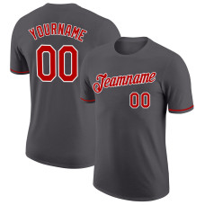 Custom Steel Gray Red-White Performance T-Shirt