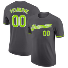 Custom Steel Gray Neon Green-White Performance T-Shirt