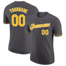 Custom Steel Gray Gold-White Performance T-Shirt