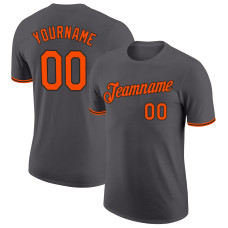 Custom Steel Gray Orange-Black Performance T-Shirt