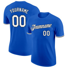 Custom Thunder Blue White-Black Performance T-Shirt