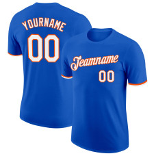 Custom Thunder Blue White-Orange Performance T-Shirt