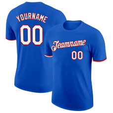 Custom Thunder Blue White-Red Performance T-Shirt