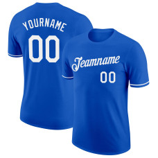 Custom Thunder Blue White Performance T-Shirt