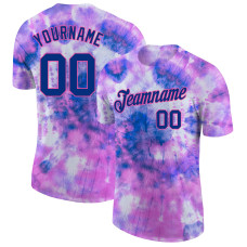 Custom Tie Dye Royal-Pink 3D Performance T-Shirt