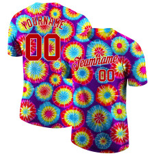Custom Tie Dye Red-White 3D Performance T-Shirt