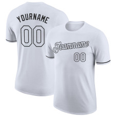 Custom White White-Black Performance T-Shirt