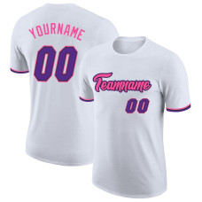 Custom White Purple Black-Pink Performance T-Shirt